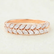 Marquise Shaped Moissanite Half Eternity Wedding Band Mapple Gems
